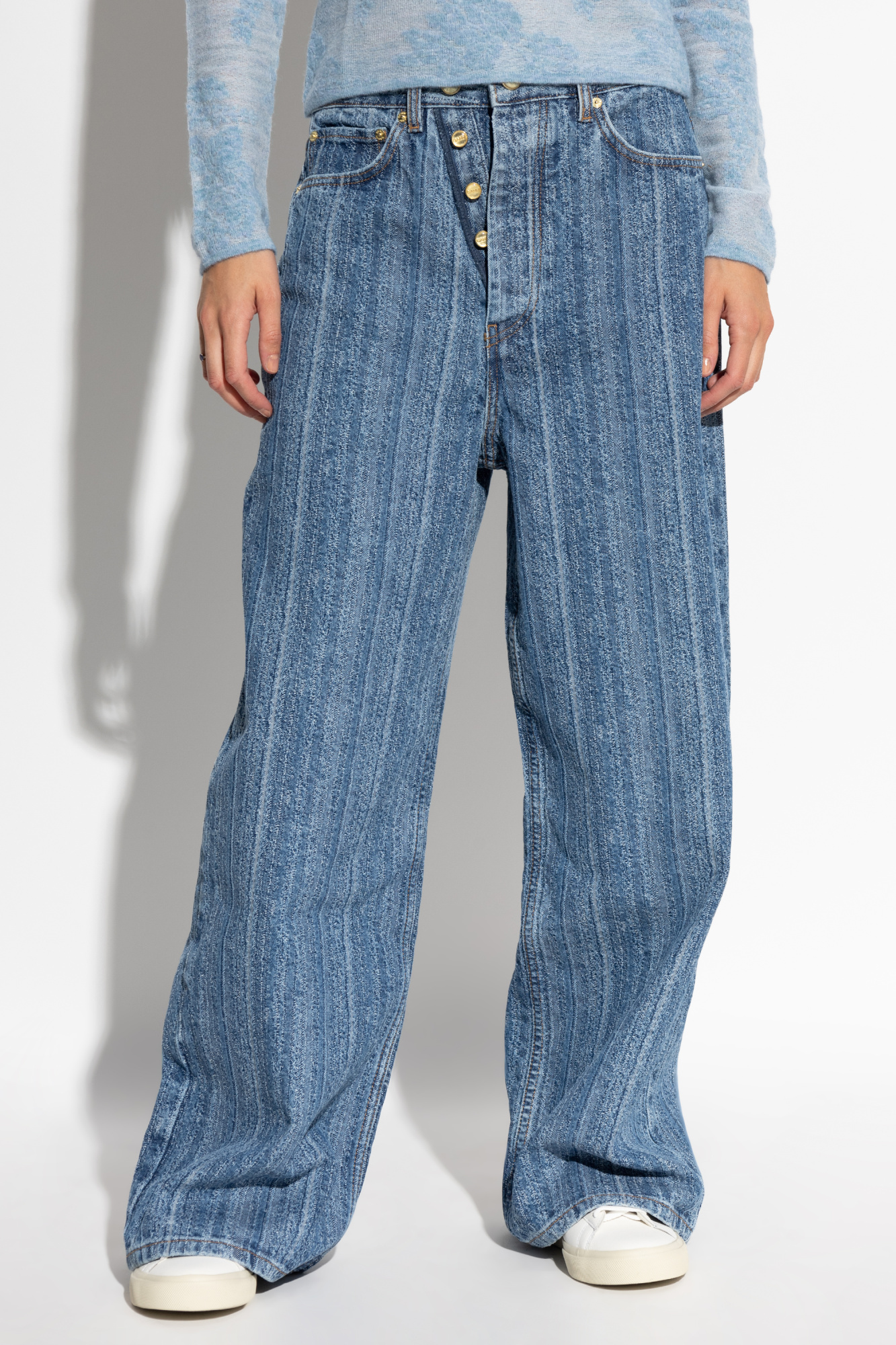 【関税＆送料込み】Ganni Wide-Leg Jeans Ganni Wide-Leg Drawstring Jeans | Neiman Marcus